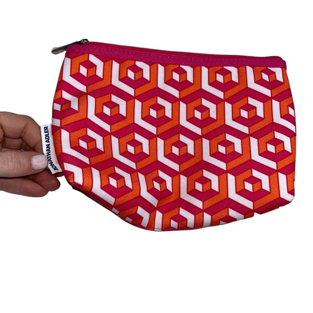 jonathan adler pink orange graphic print makeup zip pouch bag summer graphics